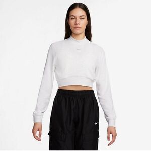 Nike sportswear chill terry crew crop top sweatshirt cream medium womens nwt